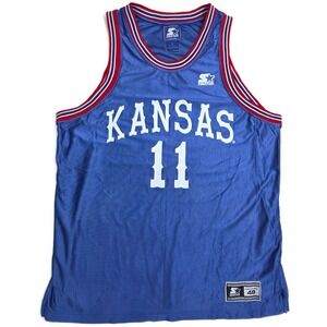 Vintage Starter Kansas JayJawks Basketball Jersey Mens Large #11 Jacque Vaughn